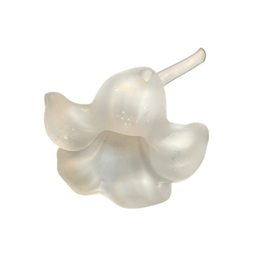 Frosted Glass Calla Lily Flower Figurine White Satin Finish Art Glass Decor